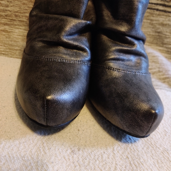 G By Guess Dark Silver Heeled Ankle Boots - Picture 7 of 12